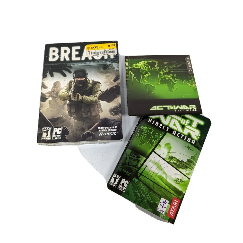 Lot of 2 war Games Act of war Direct Action And Breach  PC games